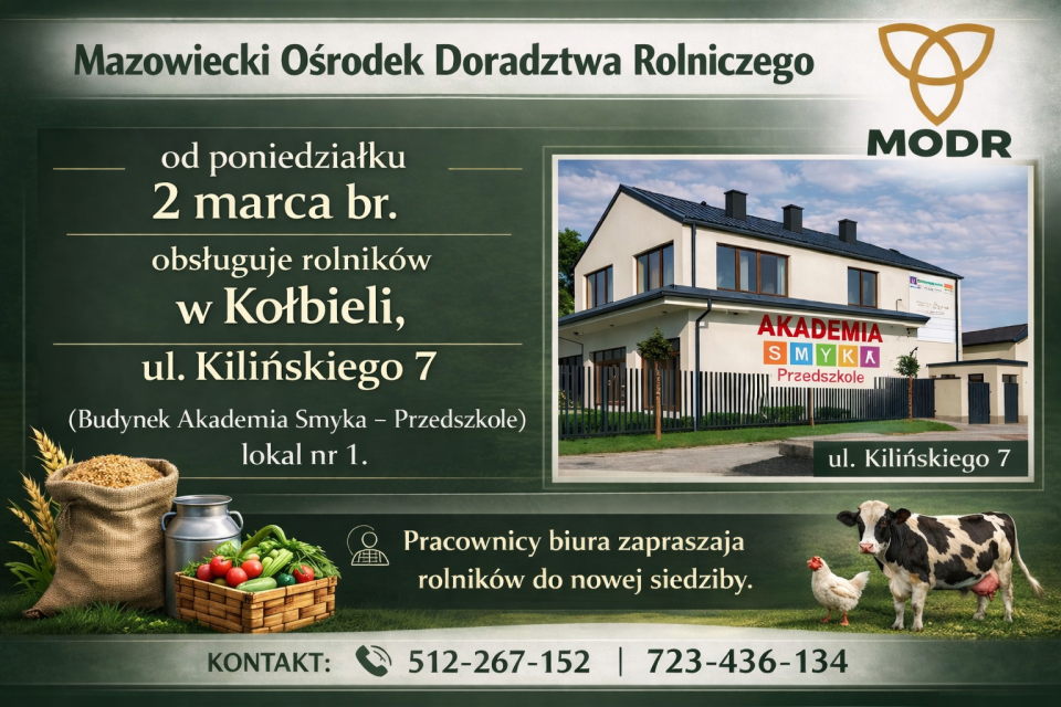 Zmiana lokalizacji biura Powiatowego Zespołu Doradztwa Rolniczego