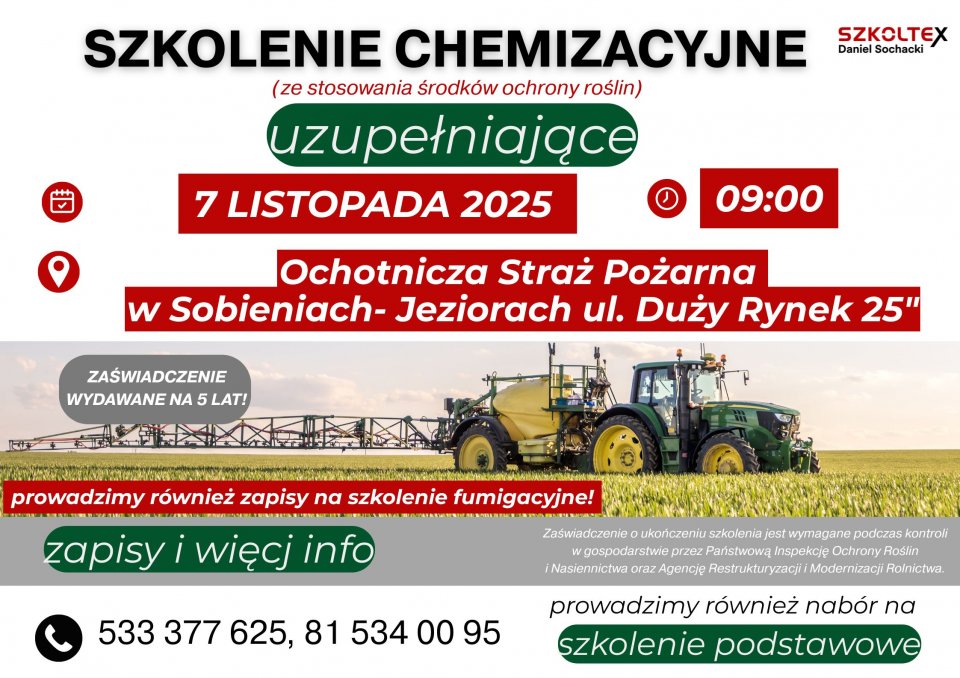 Szkolenie w zakresie stosowania środków ochrony roślin