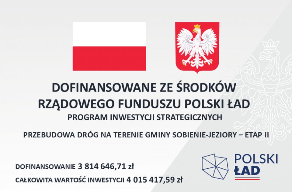 Przebudowa dróg na terenie Gminy Sobienie-Jeziory - II etap