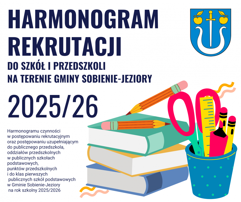 Harmonogram rekrutacji do szkół i przedszkoli na terenie Gminy Sobienie-Jeziory