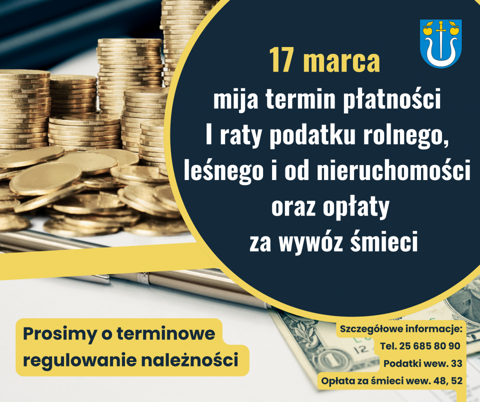 Przypominamy o zbliżającym się terminie płatności