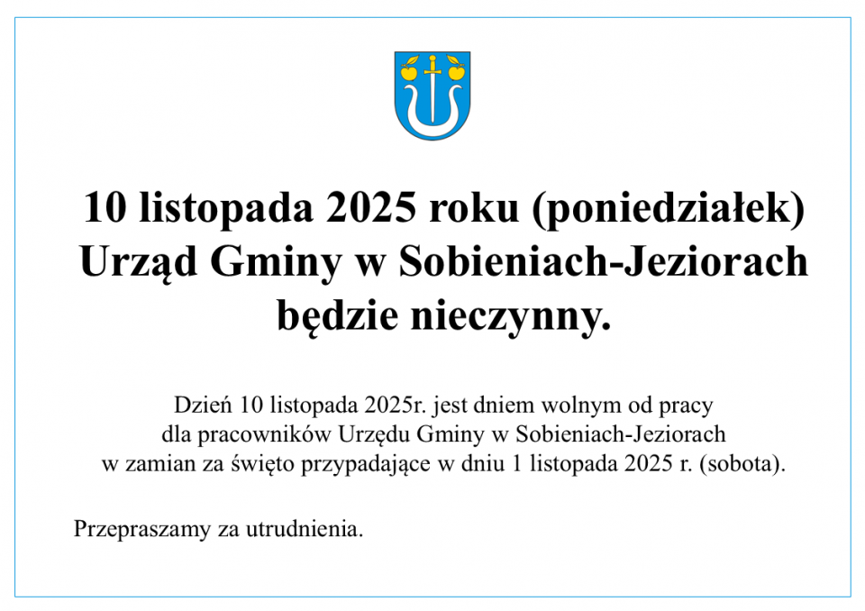 10 listopada Urząd Gminy będzie nieczynny