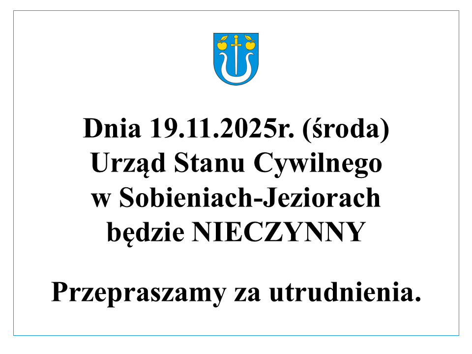 19 listopada Urząd Stanu Cywilnego będzie nieczynny