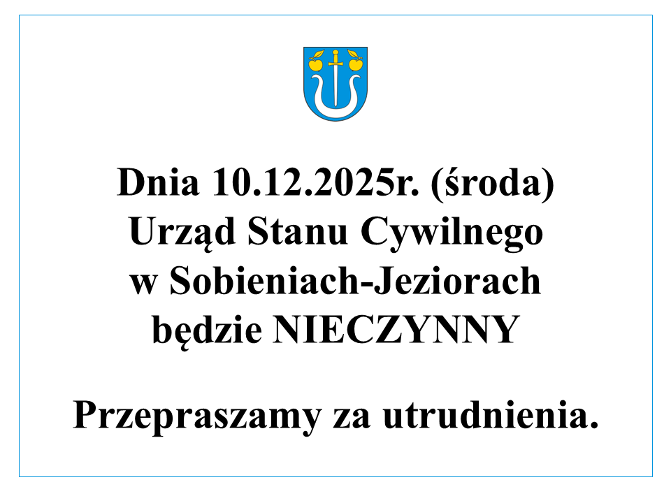 10 grudnia Urząd Stanu Cywilnego będzie nieczynny