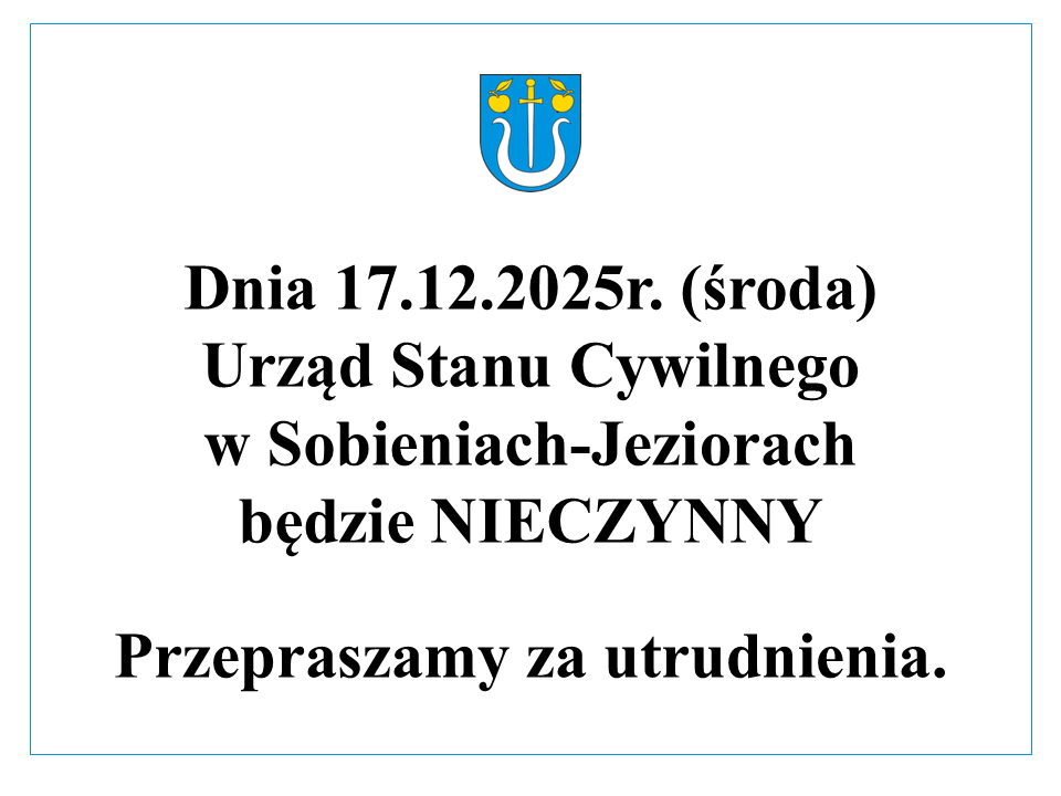 17 grudnia Urząd Stanu Cywilnego będzie nieczynny