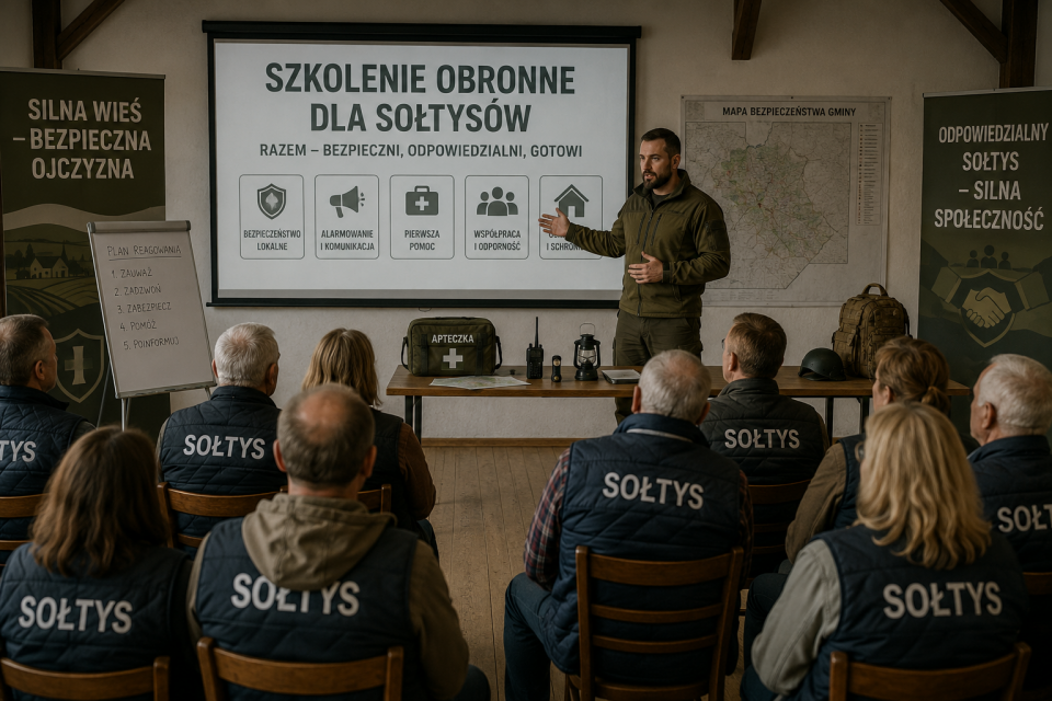 ˝Odporność gminy i sołectwa na wypadek zagrożenia bezpieczeństwa państwa’’ - szkolenie dla sołtysów - Aktualności - Urząd Gminy Sobienie-Jeziory