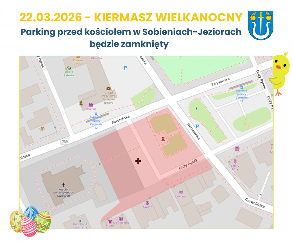 Parking przed kościołem w Sobieniach-Jeziorach będzie zamknięty - Aktualności - Urząd Gminy Sobienie-Jeziory