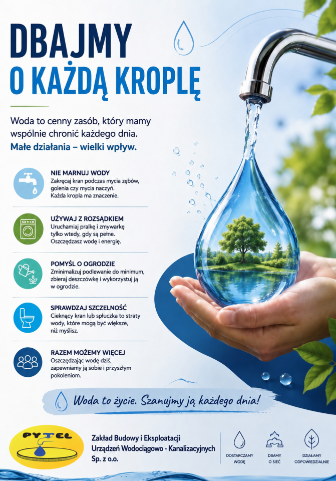 Komunikat do mieszkańców – apel o ograniczenie zużycia wody - Aktualności - Urząd Gminy Sobienie-Jeziory