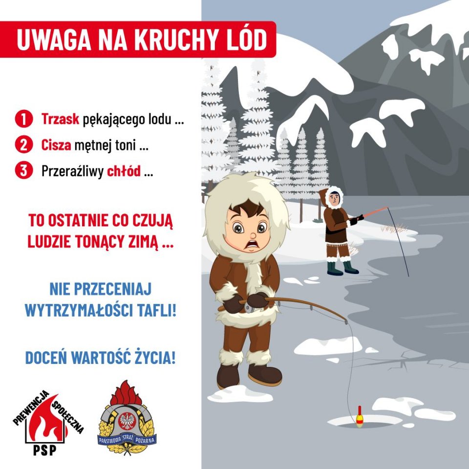 Nie ryzykuj! Nie wchodź na zamarznięte zbiorniki wodne!