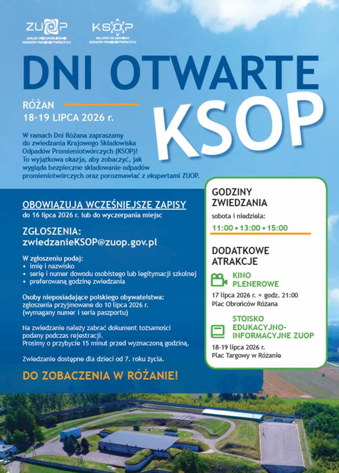 Dni Otwarte Krajowego Składowiska Odpadów Promieniotwórczych (KSOP) w Różanie - Aktualności - Urząd Gminy Sobienie-Jeziory