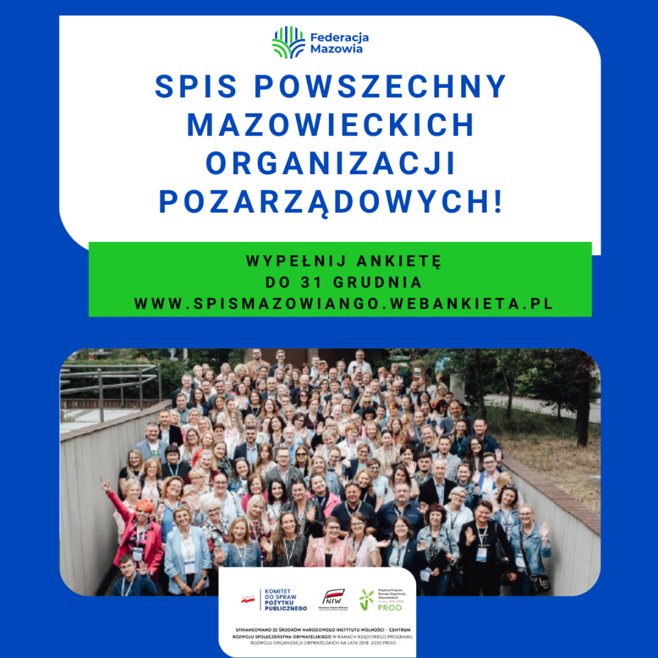 NGO, weź udział w spisie powszechnym mazowieckich organizacji